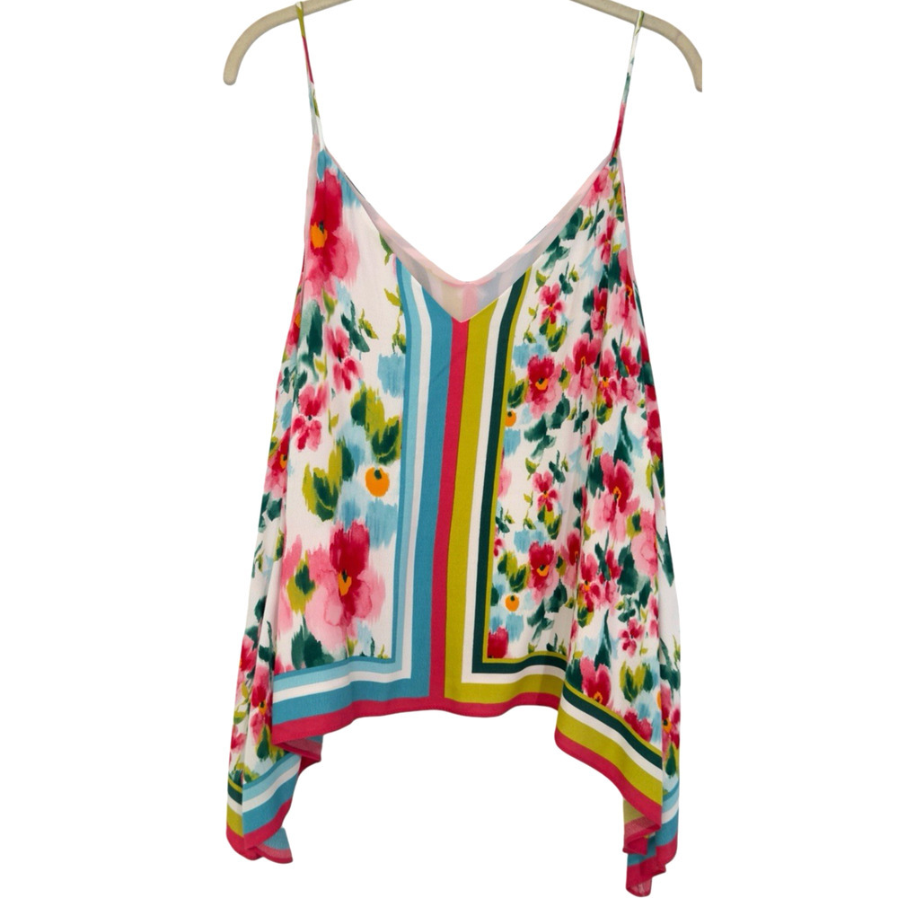 Zara Floral Print Spaghetti Strap Handkerchief Blouse Women Size Small Oversized - Picture 2 of 7